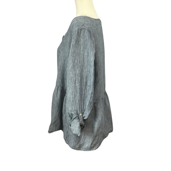 Sigrid Olsen 100% Linen top women’s size large cottagecore summery blue boho - Picture 14 of 15